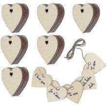 60pcs Heart-Shaped Wood Slices for DIY Crafts and Hanging Decor