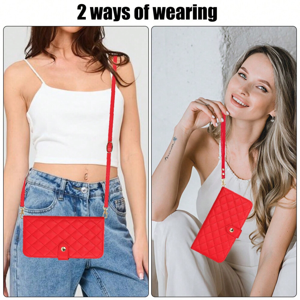 (bright red, iPhone 7plus 8plus) Suitable for Google 8A small Chanel style crossbody card bag leather case Google 8pro diamond bracket leather case-image-OPC-PJ7CHXT-NEW