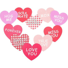 Heart Shaped Wooden Hanging Decorations for Bridal Shower Made of Pink Wood and Jute Rope 10Pcs