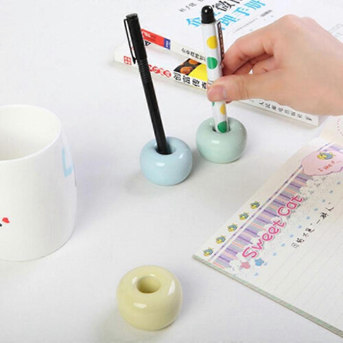 Simple Sweet Color Japanese Style Ceramic Material Toothbrush Base Pen Rack