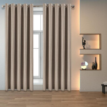 (Latte, 46" x 90" (116 x 229 cm)) 100% Blackout Linen-Textured Eyelet Curtains for Elegant Light Control and Natural Style