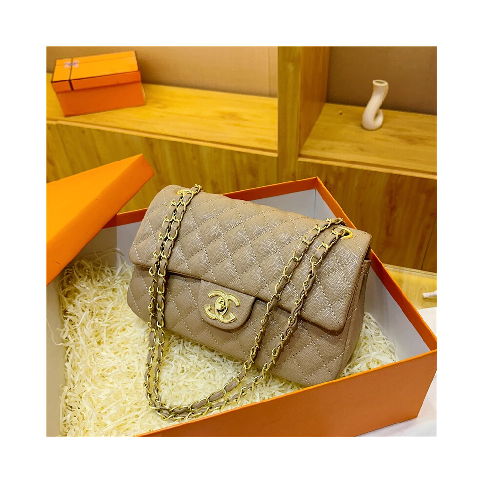 (Khaki) Fashionable crossbody square bag on shoulder bag