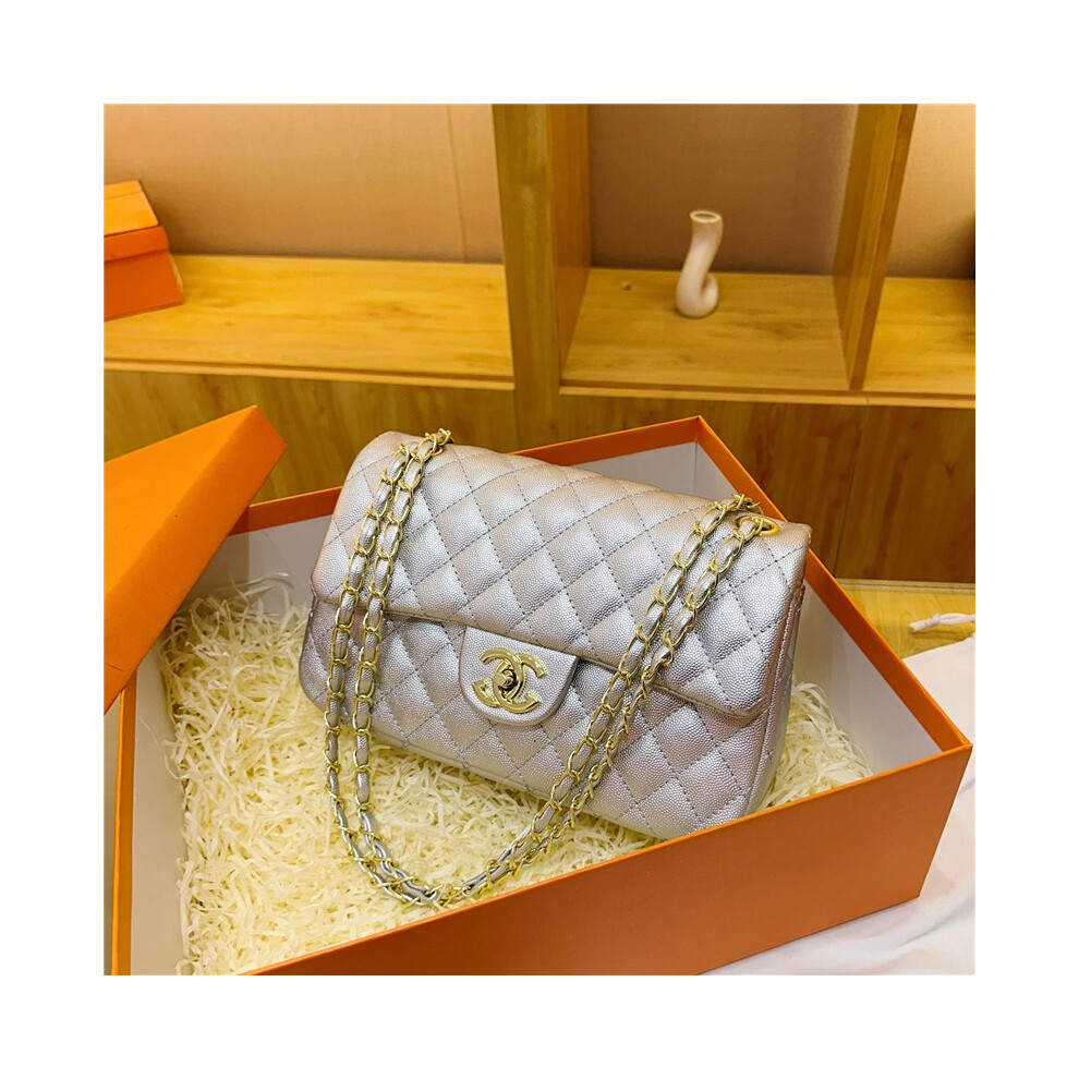(Silver) Fashionable crossbody square bag on shoulder bag