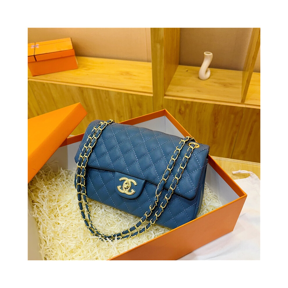 (Blue) Fashionable crossbody square bag on shoulder bag