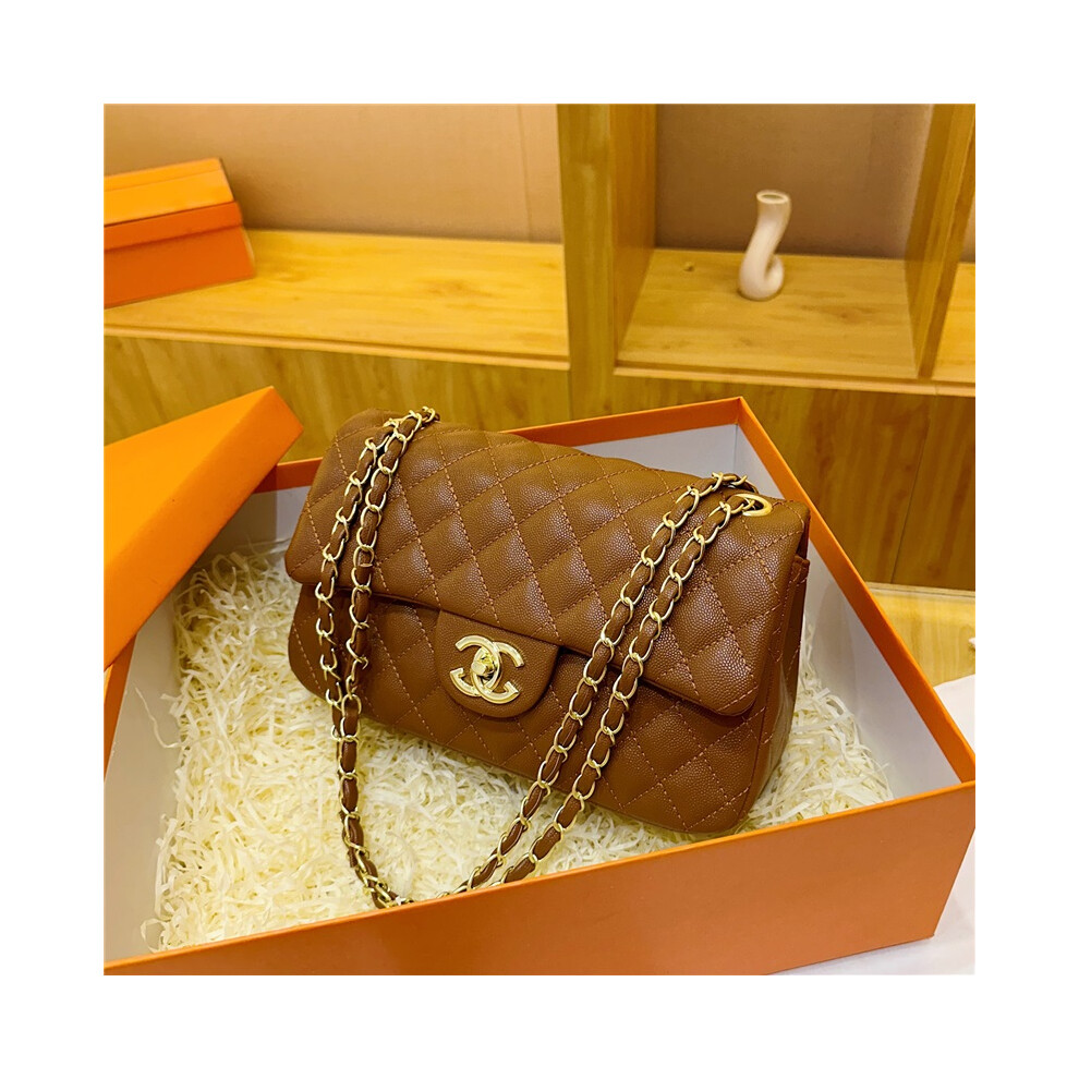 (Brown) Fashionable crossbody square bag on shoulder bag