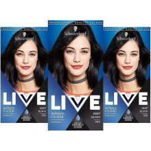(099 Deep Black - x3)Schwarzkopf Live Hair Colour 099 Deep Black - Pack Of 3