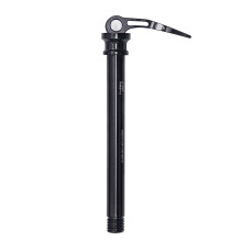 Secure locking of mountain bike front fork shafts through axles, quickrelease levers, aluminum constructions for endurance