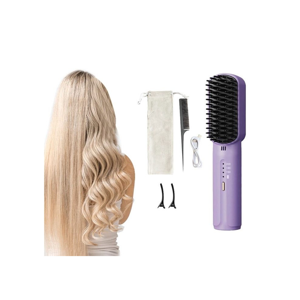 Aihontai Purple Portable Rechargeable Negative Ion Hair Straightener, Straightening Comb