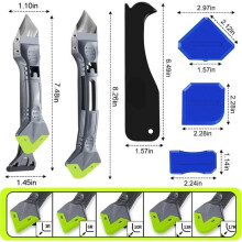 Kit de lissage de mastic silicone 5 en 1 - Acier inoxydable - 3 grattoirs d'angle