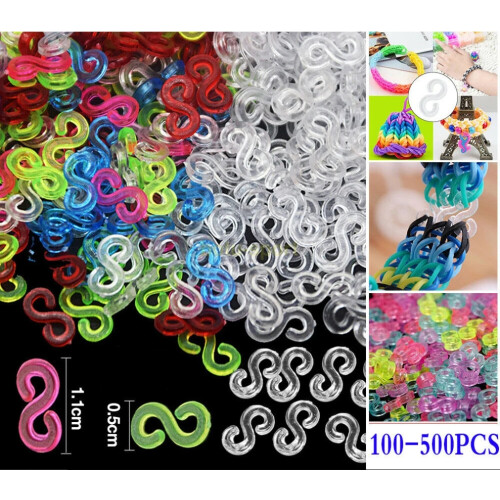 (100PCS Random Color) S Clips Rubber Band Clips Loom Clips for Loom Bracelets 2