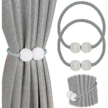 DIY Creative curtain Holdbacks (2 Pieces) Hand Knitted curtain Clips for Home and Office Window Decorations (Turquoise)