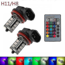 (H8 H9 H11) Universal Auto RGB Atmosphere 5050 LED Lights Car Accessories Set with 9006 H4 Hb4 H7 H8 H9 H11 Lamps and Remote Control Included