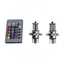 (H4) Universal Auto RGB Atmosphere 5050 LED Lights Car Accessories Set with 9006 H4 Hb4 H7 H8 H9 H11 Lamps and Remote Control Included