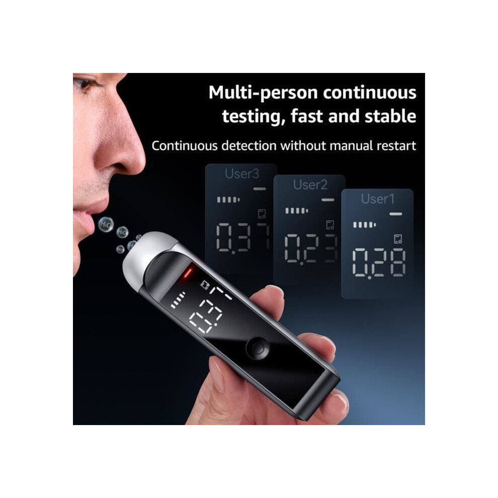 Professional Digital Breathalyzer Alcohol Tester - USB C Rechargeable Breathalyzer - with Display Screen
