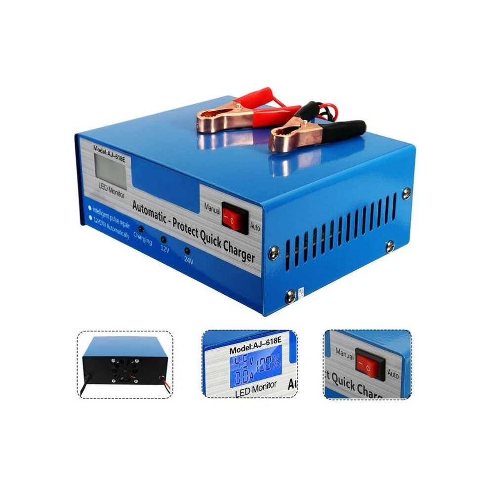 12V/24V Car Battery Charger Intelligent Jump Starter 10A Pulse Repair For Motorcycle - Eu Plug 9400448107674