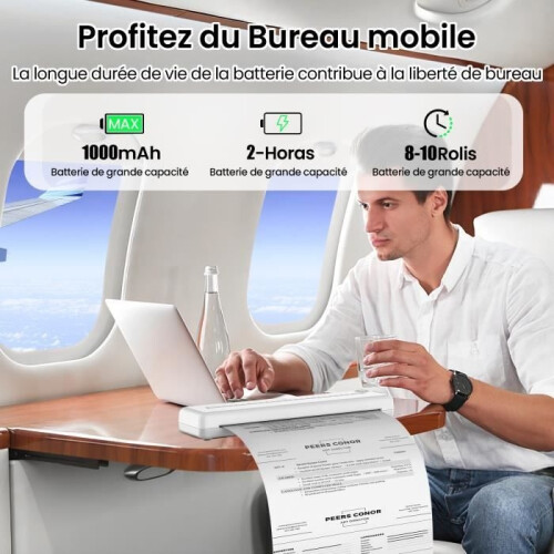 A4 Thermal Printer - UVERBON - Portable - Inkless - Bluetooth - 100 sheets included 2