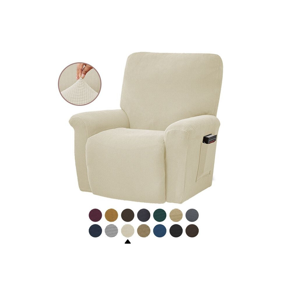 Housses de fauteuil relax, housse de canapé extensible à carreaux en jacquard, blanc cassé