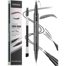 (Black)Natural Brow Eyebrow Pen, New 2-In-1 Dual-Ended Microblading Eyebrow Pencil, with Micro-Fork-Tip and Precise Brush-Tip