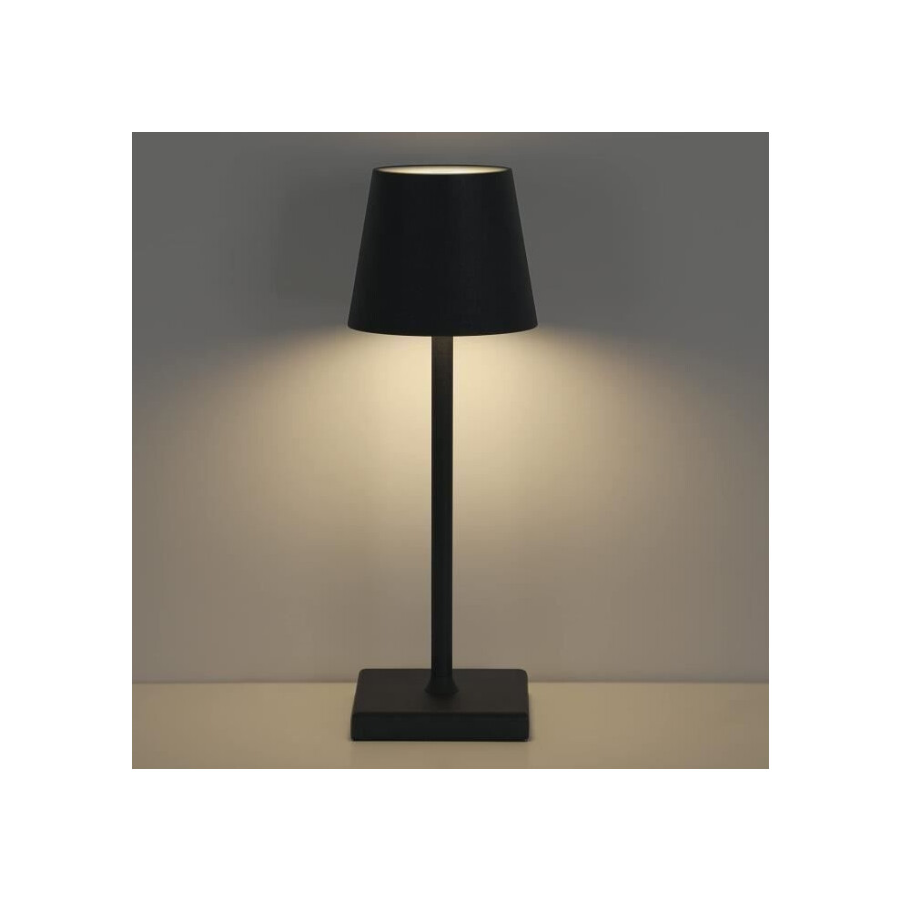 Lampe de table AISKDAN KD3403 - Lampe de chevet sans fil - Rechargeable - Commandes tactiles - 3600 mAh, IP44 - Noir