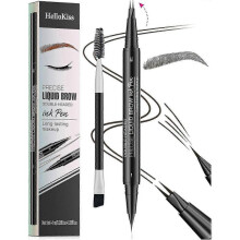 (Black Brown)Natural Brow Eyebrow Pen, New 2-In-1 Dual-Ended Microblading Eyebrow Pencil, with Micro-Fork-Tip and Precise Brush-Tip