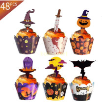 Halloween Decoration Cupcake Wrapper Cup Muffins Cake Toppers