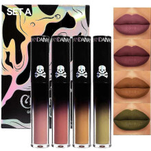 (Set A) 4Pcs Matte Liquid Lipstick Set, Matte Lipstick Lip Stain, Long Lasting Waterproof Lip Gloss Gift Set, Matt Liquid Makeup Lipstick