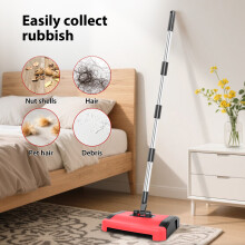 Manual Carpet Sweeper with Detachable Brush Floor Sweeper for Pet Hair, Dust & Debris Lightweight Carpet Cleaner for Hard Floors & Low-Pile Carpets