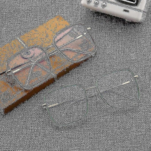 (Gray) Big Frame Square Glasses 2