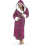 (L, Navy blue) Women's Long Sleeve Hooded Bathrobe Tw 2
