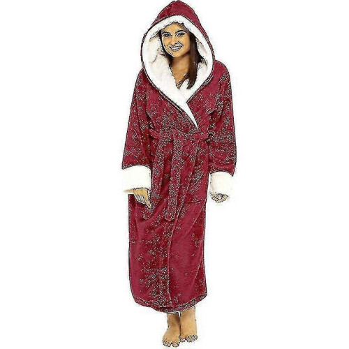 (L, Navy blue) Women's Long Sleeve Hooded Bathrobe Tw 2
