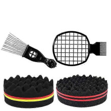 Sponge Twist Curl 4 Pieces Hair Sponge Afro Twist Hair Comb Afro Hair Brush Sponge Metal Afro Comb Afro Twist Hair Sponge for Afro Kinky Hair Style