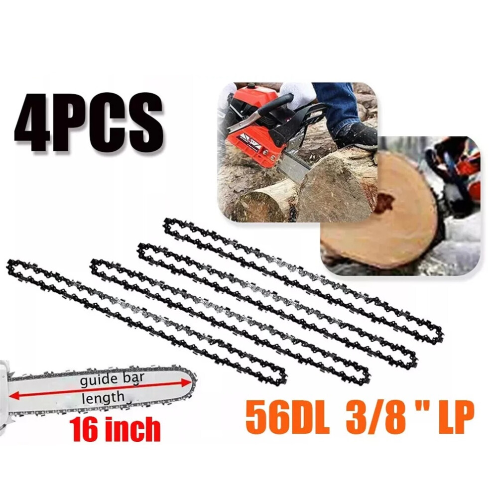 4PCS Chainsaw Saw Chain For 16 Inch Bar Blade Pitch 3/8LP 0.050 Gauge