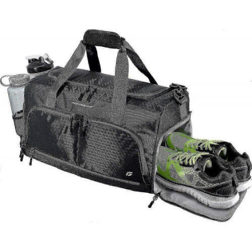 (Black)Ultimate Gym Bag 2.0: The Durable Crowdsource Designed Duffel Bag with 10 Optimal Compartments Including Water Resistant Pouch-Good