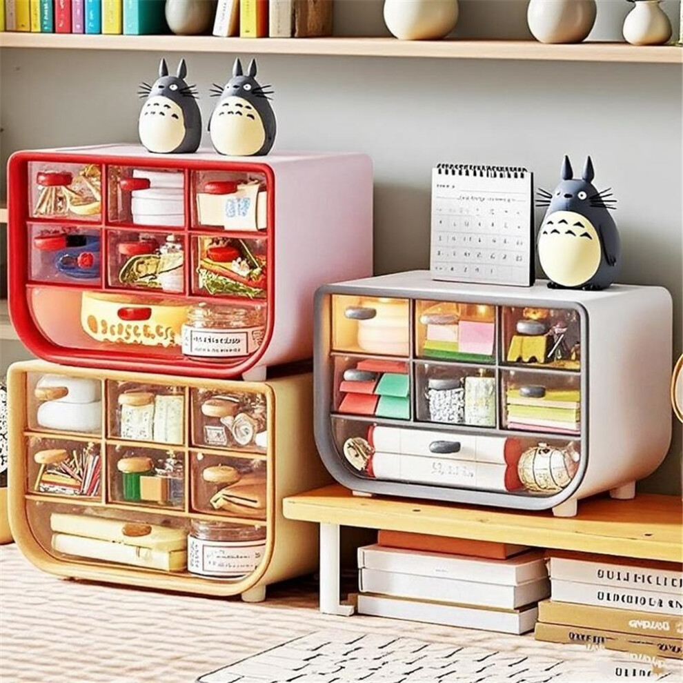 (White & Gray, 1pc) Desktop Storage Box, 1 Piece Multi Grid Large Capacity Storage Box, Stationery Storage Organizer, Home Organizer for Bedroom, Livi-image-OPC-PJ7DPG8-NEW