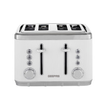 (Cream) GEEPAS 4 Slice Toaster | 7 Browning Levels Eject Defrost Reheat Function | For Thin Small Bread Slice Removable Crumb Tray High Lift Lever