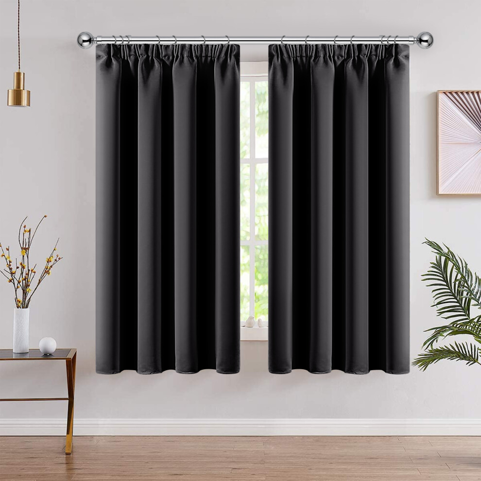 (Small Window- 46X54 In., ) Pencil Pleat Blackout Curtains With Tie Backs - Thermal Insulated Nursery Curtain For Bedroom Window Grey Moonlight Bedding Limited