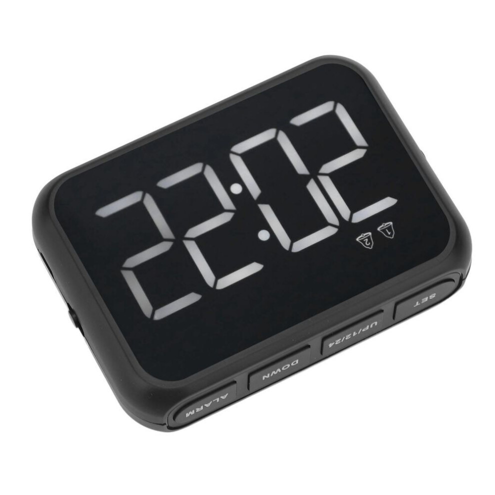 Digital Alarm Clock Voice Control Adjustable Volume Usb Charging Snooze Function Compact Black