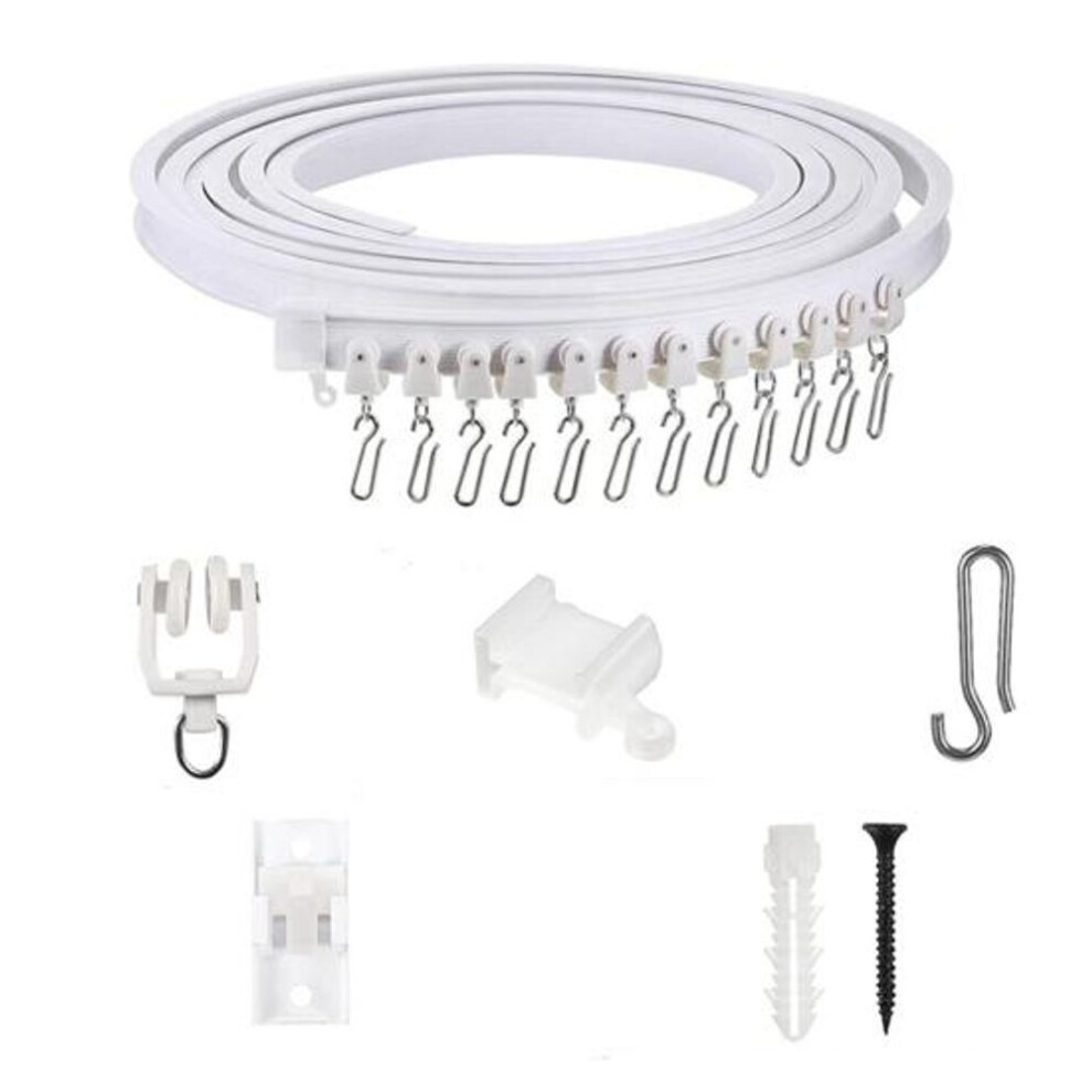 (1M) 1 Set Curtain Track Accessories 1/3/5m Ceiling Curtain Track Bendable Smooth Sliding