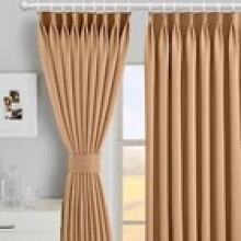 (Large Window- 66x90 in., Beige) Pencil Pleat Blackout Curtains with Tie Backs - Thermal Insulated Nursery Curtain for Bedroom Window