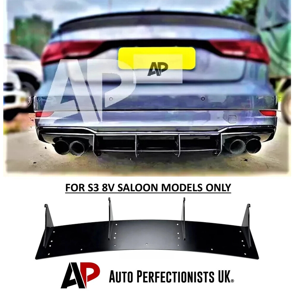 For Audi S3 8V Saloon Rear Blade Style 2017-2020 Spoiler Body Kit A3 Rs3 Black 5061072661952