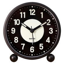 Réveil lumineux de 4 pouces, horloge de table analogique silencieuse, sans tic-tac, fonctionne à piles avec un son fort