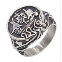 Vintage Gothic Herren Edelstahl Wikinger Ringe Einzigartiger Oktopus Tentakel Piratenschiff Ring Nordischer Amulett Schmuck Größe 7-15