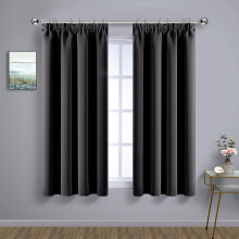 (Medium Window- 66x54 in., Grey) Pencil Pleat Blackout Curtains with Tie Backs - Thermal Insulated Nursery Curtain for Bedroom Window