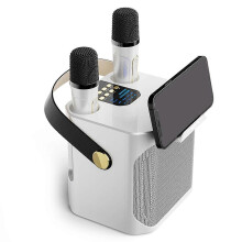 Altavoz Bluetooth de karaoke de alta potencia con micrófono dual blanco