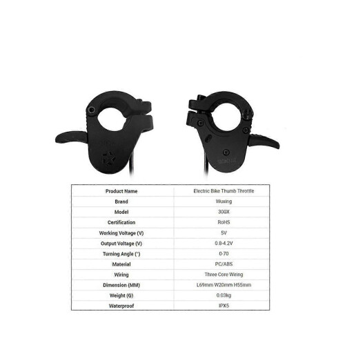 Ηλεκτρικό ποδήλατο 12-72V 300X Ebike Finger Thumb Throttle Ηλεκτρικό ποδήλατο αδιάβροχο βύσμα 2