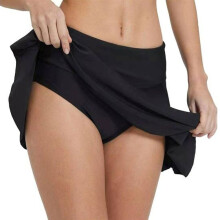 (XL, black) Swimming Skirt High Waist Double-layer Fabric Side Slits Moisture-wicking Sports Athletic Skirt