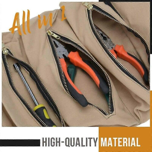 Working Tool Bag Roll Tool Roll Multi-Purpose Tool Roll Up Bag Wrench Roll Pouch Hanging Tool Zipper Carrier Tote 1