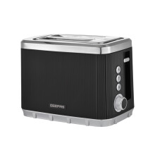 (Black) GEEPAS 2 Slice Toaster | 7 Browning Levels Cancel Defrost Reheat | For Thin Small Bread Slice Removable Crumb Tray Cool Touch Housing High Lift