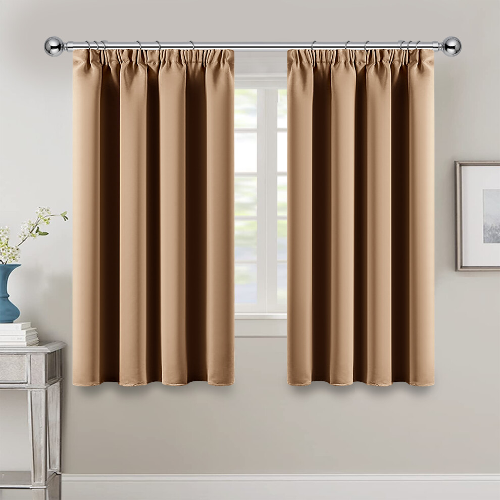 (Small Window- 46X54 In., Beige) Pencil Pleat Blackout Curtains With Tie Backs - Thermal Insulated Nursery Curtain For Bedroom Window Black,Cream Moonlight Bedding Limited