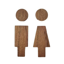 Men and Women Wood Bathroom Sign Set for Indoor Public Restrooms and Home Bathroom Door Toilet Signage Signboard Decors Dark Brown
